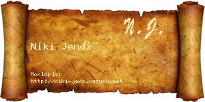 Niki Jenő névjegykártya